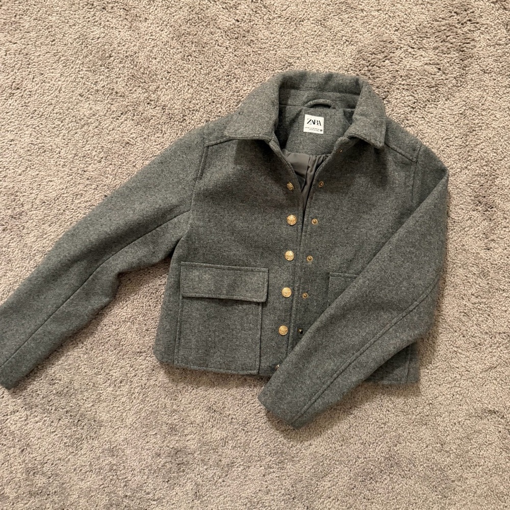 Zara Gray Jacket w/ Gold Buttons